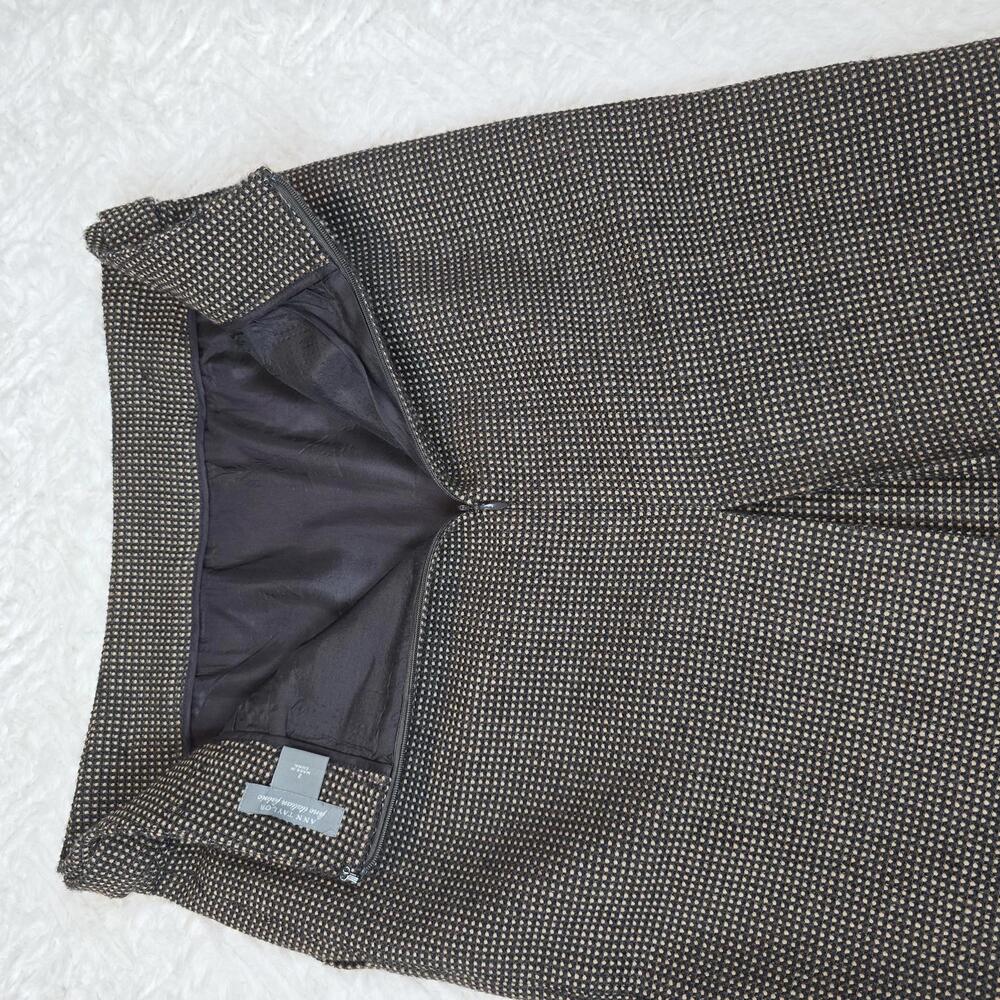 Ann Taylor 100% Virgin Wool Women's Brown&Tan Houndstooth Patterned Skirt Size 2 - Picture 5 of 9